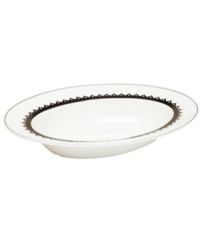 Get a taste of the sweet life with dinnerware inspired by Martha Stewart wedding cakes. Delicate platinum frills in glistening bone china make the Handkerchief Lace serving bowl a graceful addition to special occasions.