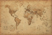 Antique Style World Map - Poster (Size: 36 x 24) Poster Print, 36x24 Antique Style World Map - Poster (Size: 36 x 24) Poster Print, 36x24
