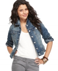 Freestyle's denim jacket looks casually-chic when paired over a clean white tee and easily transitions to a more sophisticated topper when paired over a maxi dress. Freestyle's denim jacket looks casually-chic when paired over a clean white tee and easily transitions to a more sophisticated topper when paired over a maxi dress.