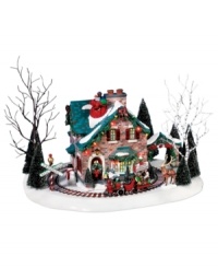 A wonderland of holiday whimsy. Complete with an elfin railroad, snowman, reindeer and decorations galore, Santa's Snow Village abode abounds with all the childhood joys of the season. From Department 56. A wonderland of holiday whimsy. Complete with an elfin railroad, snowman, reindeer and decorations galore, Santa's Snow Village abode abounds with all the childhood joys of the season. From Department 56.