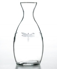 A festive addition to meals enjoyed al fresco, Dragonfly glassware stars one bug you won't mind in your drink. This carafe features a raised dragonfly, a symbol of water and the rebirth of spring. Made of thick, sturdy glass for everyday enjoyment. A festive addition to meals enjoyed al fresco, Dragonfly glassware stars one bug you won't mind in your drink. This carafe features a raised dragonfly, a symbol of water and the rebirth of spring. Made of thick, sturdy glass for everyday enjoyment.