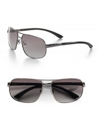 EXCLUSIVELY OURS. Easy-going elegance for the modern man, crafted with gradient lenses in lightweight metal. Polarized lenses 100% UV protective Imported EXCLUSIVELY OURS. Easy-going elegance for the modern man, crafted with gradient lenses in lightweight metal. Polarized lenses 100% UV protective Imported