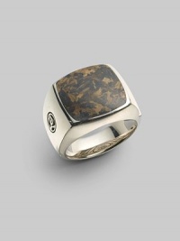 EXCLUSIVELY AT SAKS. From the Exotic Stone Collection. The rustic richness of a bronzite inlay, within a bold band of sterling silver.DY logo in shank Imported