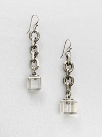 A sleek piece with faceted cube beads on a link chain. EpoxySilvertone brassLength, about 3.1French wire backImported A sleek piece with faceted cube beads on a link chain. EpoxySilvertone brassLength, about 3.1French wire backImported