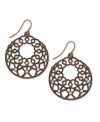 Beautifully breathtaking. These bronze drop earrings from Style&co. feature an intricate open design and crystal glass stone accents. Approximate drop: 1-1/2 inches.