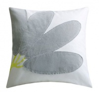 Echo Fan Floral Decorative Pillow - White with Grey Emb. - 16x16 Echo Fan Floral Decorative Pillow - White with Grey Emb. - 16x16