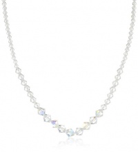 Sterling Silver Swarovski Elements Crystal and Crystal Aurora Borealis Bicone Bead Necklace, 16+ 2 Extender Sterling Silver Swarovski Elements Crystal and Crystal Aurora Borealis Bicone Bead Necklace, 16+ 2 Extender