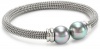 Majorica 12mm Grey Pearls on Silver Stainless Steel Bangle Bracelet