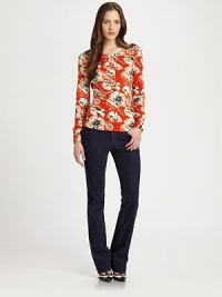 An awe-inspiring floral print adorns this silk top featuring signature Tory Burch buttons.Round neckButton details on long sleevesButton placketAllover printBack yokeAbout 25 from shoulder to hemSilkDry cleanImported Model shown is 5'9½ (176cm) wearing US size Small. An awe-inspiring floral print adorns this silk top featuring signature Tory Burch buttons.Round neckButton details on long sleevesButton placketAllover printBack yokeAbout 25 from shoulder to hemSilkDry cleanImported Model shown is 5'9½ (176cm) wearing US size Small.