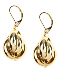 Round out your look. AK Anne Klein's regal open-cut drop earrings are crafted in gold tone mixed metal with a leverback closure. Approximate drop: 1-1/2 inch. Round out your look. AK Anne Klein's regal open-cut drop earrings are crafted in gold tone mixed metal with a leverback closure. Approximate drop: 1-1/2 inch.