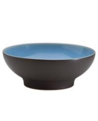 A handsome addition to casual dining, the Sienna medium serving bowl features a matte mocha surface and glazed turquoise interior to serve pasta entrees or heaping sides with smart-casual style. A handsome addition to casual dining, the Sienna medium serving bowl features a matte mocha surface and glazed turquoise interior to serve pasta entrees or heaping sides with smart-casual style.