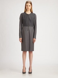 Minimal and chic, this wool-blend dress gets an edge from industrial zipper details.Jewel necklineFront zipLong sleevesZipper cuffsBack ventFully linedAbout 24 from natural waistBodice: 90% wool/10% cashmereBody: 92% wool/5% cashmere/2% nylon/1% spandexDry cleanMade in Italy of imported fabricModel shown is 5'9½ (176cm) wearing US size 4. Minimal and chic, this wool-blend dress gets an edge from industrial zipper details.Jewel necklineFront zipLong sleevesZipper cuffsBack ventFully linedAbout 24 from natural waistBodice: 90% wool/10% cashmereBody: 92% wool/5% cashmere/2% nylon/1% spandexDry cleanMade in Italy of imported fabricModel shown is 5'9½ (176cm) wearing US size 4.