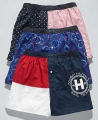 These boxers from Tommy Hilfiger bring classic, patriotic style to your underneath style. These boxers from Tommy Hilfiger bring classic, patriotic style to your underneath style.