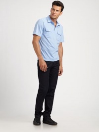 EXCLUSIVELY OURS. Sleek and modern define this silhouette with button-down chest flap pockets and subtle stripe pattern.Three-button placketChest flap pocketsCottonMachine washImported EXCLUSIVELY OURS. Sleek and modern define this silhouette with button-down chest flap pockets and subtle stripe pattern.Three-button placketChest flap pocketsCottonMachine washImported