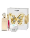The Butterfly Deluxe Gift Set from Hanae Mori features 3.4 ounces of Hanae Mori Butterfly Eau de Toilette from Paris and 8.4 ounces of fragrant and moisturizing Butterfly Body Cream for skin's kindest care. And the most thoughtful touch of all: a take-anywhere rollerball so she'll never be without her beloved Butterfly perfume, whether at home or traveling.
