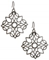 Lucky Brand's detailed openwork earrings feature a stunning floral design. Set in silver tone mixed metal. Approximate drop: 2 inches.