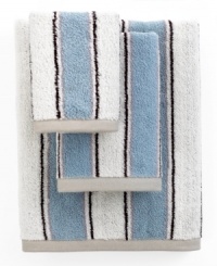 Sweet serenity. Offering a romantic and elegant composition for your bath space, this Aquarelle Stripe washcloth features beautiful stripes in soft blue hues. Sweet serenity. Offering a romantic and elegant composition for your bath space, this Aquarelle Stripe washcloth features beautiful stripes in soft blue hues.