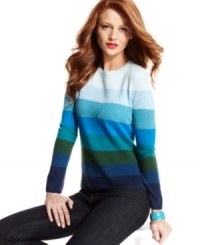 Charter Club updates the crew-neck cashmere sweater with on-trend colorblocked stripes. Pair it with jeans for style that is effortlessly luxe. Charter Club updates the crew-neck cashmere sweater with on-trend colorblocked stripes. Pair it with jeans for style that is effortlessly luxe.