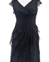 Niteline Black Pleated Empire Waist Tiered Petal Dress