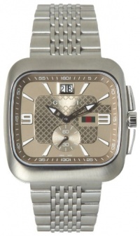 Gucci Men's YA131301 Gucci Coupé Steel Bracelet Beige Dial Watch Gucci Men's YA131301 Gucci Coupé Steel Bracelet Beige Dial Watch