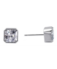 Sparkle that transitions effortlessly from day to night. CRISLU's stunning style features princess-cut bezel-set cubic zirconias (4 ct. t.w.) set in platinum over sterling silver. Approximate diameter: 8 mm. Sparkle that transitions effortlessly from day to night. CRISLU's stunning style features princess-cut bezel-set cubic zirconias (4 ct. t.w.) set in platinum over sterling silver. Approximate diameter: 8 mm.