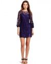 laundry BY SHELLI SEGAL Women's Placement Lace Dress, Grape, 4