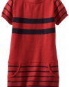 Nautica Sportswear Kids Girls 2-6X Short Sleeve Sweater Dress, Deep Red, 4T