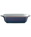 A true gem, the Amethyst rectangular baker is simply glazed but boldly hued, in deep indigo and crisp white from Denby's collection of dinnerware. The dishes can embrace their luxe color alone or they can be paired with the playful dots of Amethyst Stone for a well-balanced and uniquely customized table setting.