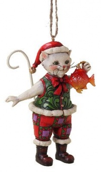 Enesco Jim Shore Heartwood Creek Christmas Cat with Fish Ornament, 4-1/2-Inch Enesco Jim Shore Heartwood Creek Christmas Cat with Fish Ornament, 4-1/2-Inch