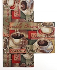 Recreate the charm of your favorite coffee shop at home with the Brew runner from Windham Weavers. Fresh blends woven with rich texture and pops of bold red offer eye-catching style for casual settings. Recreate the charm of your favorite coffee shop at home with the Brew runner from Windham Weavers. Fresh blends woven with rich texture and pops of bold red offer eye-catching style for casual settings.