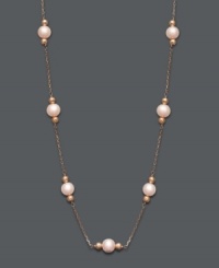 Make a solitary statement, or layer this sophisticated strand with other necklaces for a more modern look. Either way, this pink cultured freshwater pearl (6 mm) tin cup necklace is nothing short of extraordinary. Crafted in 14k rose gold. Approximate length: 18 inches. Make a solitary statement, or layer this sophisticated strand with other necklaces for a more modern look. Either way, this pink cultured freshwater pearl (6 mm) tin cup necklace is nothing short of extraordinary. Crafted in 14k rose gold. Approximate length: 18 inches.