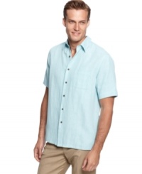 Comfort goes classy with this silk-blend shirt from Tasso Elba. Comfort goes classy with this silk-blend shirt from Tasso Elba.