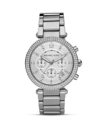 MICHAEL Michael Kors Silver and Crystal Watch, 39mm MICHAEL Michael Kors Silver and Crystal Watch, 39mm