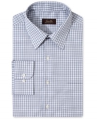 Square off in your dress wardrobe with this check shirt from Tasso Elba. Square off in your dress wardrobe with this check shirt from Tasso Elba.