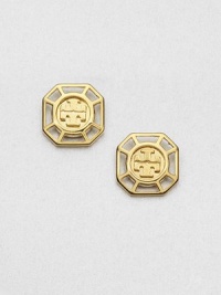 An octagonal design featuring an iconic logo center. 16k goldplated brassSize, about .75Post backImported An octagonal design featuring an iconic logo center. 16k goldplated brassSize, about .75Post backImported