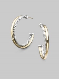 David Yurman 18K Yellow Gold & Sterling Silver Crossover Hoop Earrings/1 David Yurman 18K Yellow Gold & Sterling Silver Crossover Hoop Earrings/1