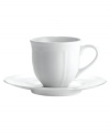 A unique geometric shape and clean, embossed design give this fine china teacup from Mikasa's Antique White dinnerware and dishes collection a modern sensibility. Microwave, dishwasher and oven safe. Perfect for everyday use.