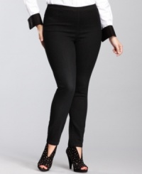 INC combines denim with the comfort of leggings in this updated pair of plus size elastic-waist stretch jeans. Pocketless styling keeps the silhouette streamlined. INC combines denim with the comfort of leggings in this updated pair of plus size elastic-waist stretch jeans. Pocketless styling keeps the silhouette streamlined.