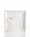 Wildflowers take off on glazed white porcelain, glowing as they tumble aimlessly around Charter Club's Grand Buffet square plates. A banded edge adds a classic touch to a pattern with modern spirit.