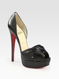 Luscious leather straps crisscross the front of this sleek d'Orsay design. Self-covered heel, 5 (125mm) Island platform, 1 (25mm) Compares to a 4 heel (100mm) Leather upper Leather lining Signature red leather sole Padded insole Made in ItalyOUR FIT MODEL RECOMMENDS ordering one half size up as this style runs small. Luscious leather straps crisscross the front of this sleek d'Orsay design. Self-covered heel, 5 (125mm) Island platform, 1 (25mm) Compares to a 4 heel (100mm) Leather upper Leather lining Signature red leather sole Padded insole Made in ItalyOUR FIT MODEL RECOMMENDS ordering one half size up as this style runs small.