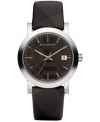 Mysterious intrigue envelops the iconic check patterns of this Burberry timepiece.