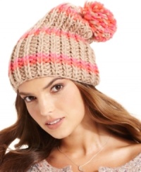 Stripes and a pom-pom makes this Free People beanie a cute choice for cold-weather style! Stripes and a pom-pom makes this Free People beanie a cute choice for cold-weather style!