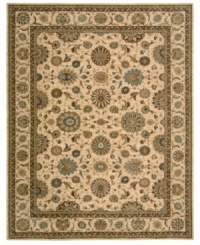 Floral medallions connected by a complex labyrinth of vines distinguish the well-composed design of this rug. Machine woven from the highest quality wool and meticulously dyed for a richly varied color palette to bring a unique accent of luxury to the home. Floral medallions connected by a complex labyrinth of vines distinguish the well-composed design of this rug. Machine woven from the highest quality wool and meticulously dyed for a richly varied color palette to bring a unique accent of luxury to the home.
