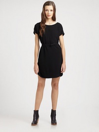Show your sophisticated side in this relaxed knit dress with a front patch pocket and figure-enhancing self belt. BoatneckShort sleevesSingle front patch pocketSelf beltAbout 17 from natural waist70% viscose/30% woolDry cleanImported of Italian fabricModel shown is 5'10 (177cm) wearing US size Small.This style runs true to size. We recommend ordering your usual size for a standard fit. Show your sophisticated side in this relaxed knit dress with a front patch pocket and figure-enhancing self belt. BoatneckShort sleevesSingle front patch pocketSelf beltAbout 17 from natural waist70% viscose/30% woolDry cleanImported of Italian fabricModel shown is 5'10 (177cm) wearing US size Small.This style runs true to size. We recommend ordering your usual size for a standard fit.