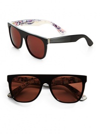 Sleek, modern frames with printed interior. Available in black frames with dark brown lenses.Acetate100% UV ProtectionMade in Italy Sleek, modern frames with printed interior. Available in black frames with dark brown lenses.Acetate100% UV ProtectionMade in Italy