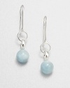 From the Sphere Collection. Sculptural silver loops hold gently hued spheres of aquamarine in this graceful design.AquamarineSterling silverDrop, about 1¾Ear wireImported