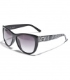 G by GUESS Plastic Cat-Eye Sunglasses With Snake Pr, BLACK