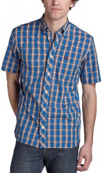 Fred Perry Men's Short Sleeve Tartan Shirt,Turquoise,Small Fred Perry Men's Short Sleeve Tartan Shirt,Turquoise,Small