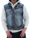 Akoo T.I. Fearless Denim Vest Jeans Jacket Distressed Stonewash