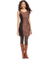 With sleek styling, this Bar III sheath dress features a jacquard panel for a pop of print that's oh-so chic for fall!